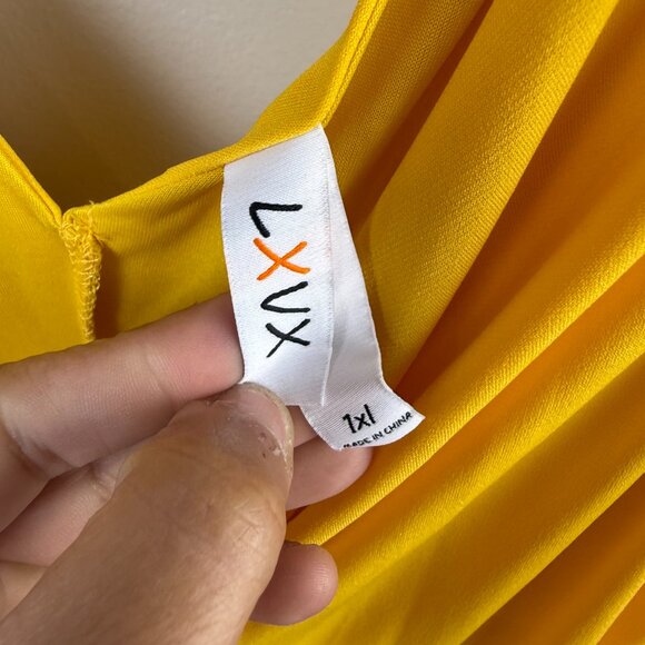 LXVX Yellow Draped Ruching Dress - Size - 1X - Picture 4 of 4
